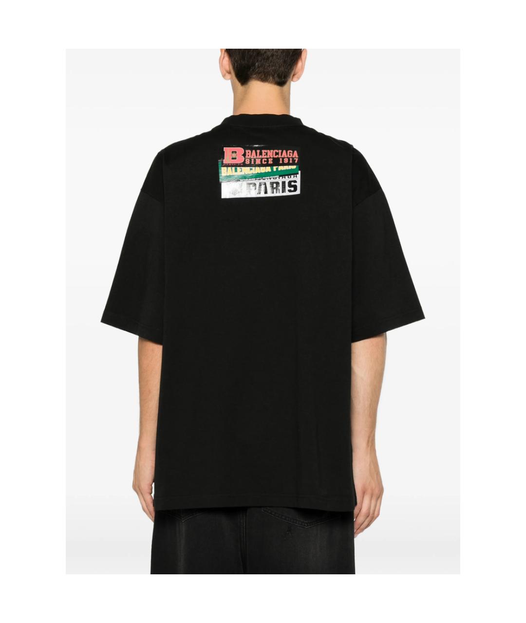 BALENCIAGA Черная хлопковая футболка, фото 2