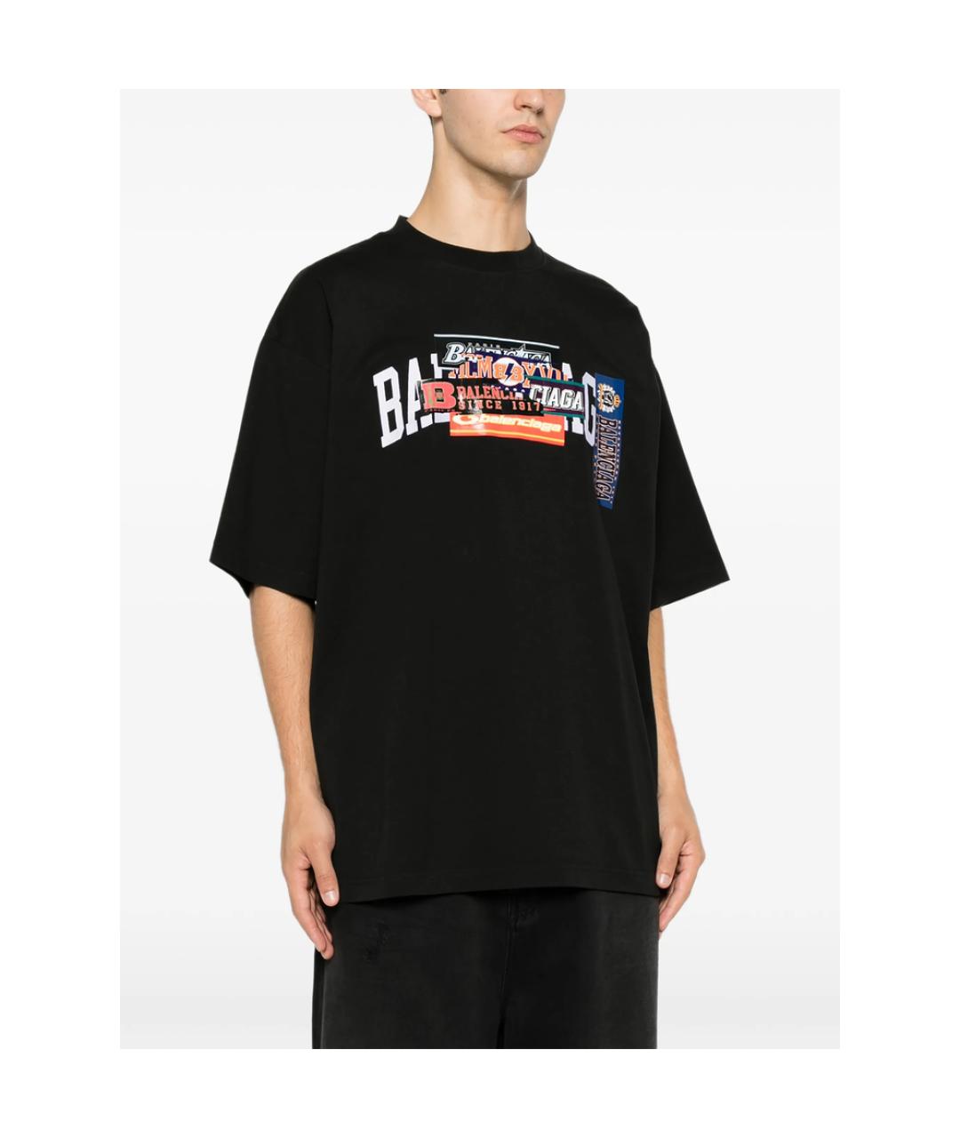 BALENCIAGA Черная хлопковая футболка, фото 5