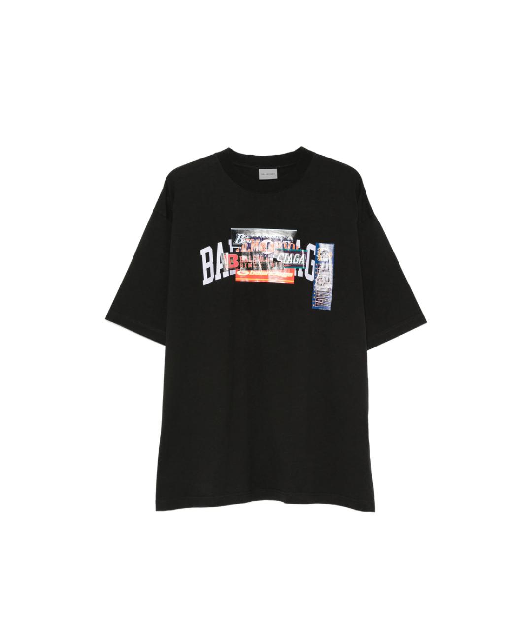 BALENCIAGA Черная хлопковая футболка, фото 1