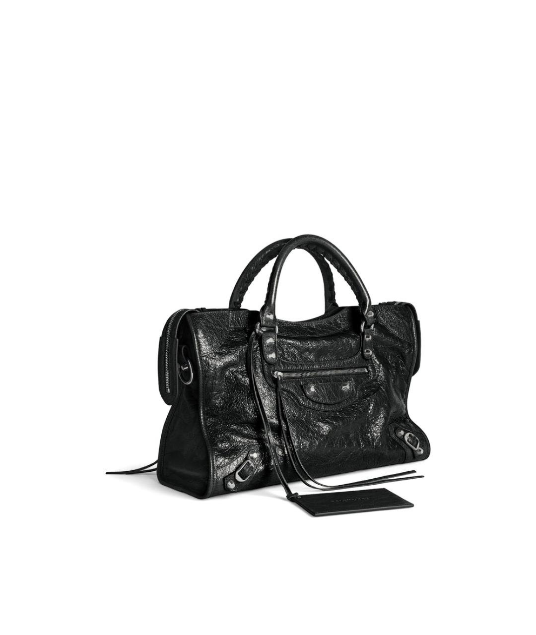 BALENCIAGA Черная кожаная сумка тоут, фото 3