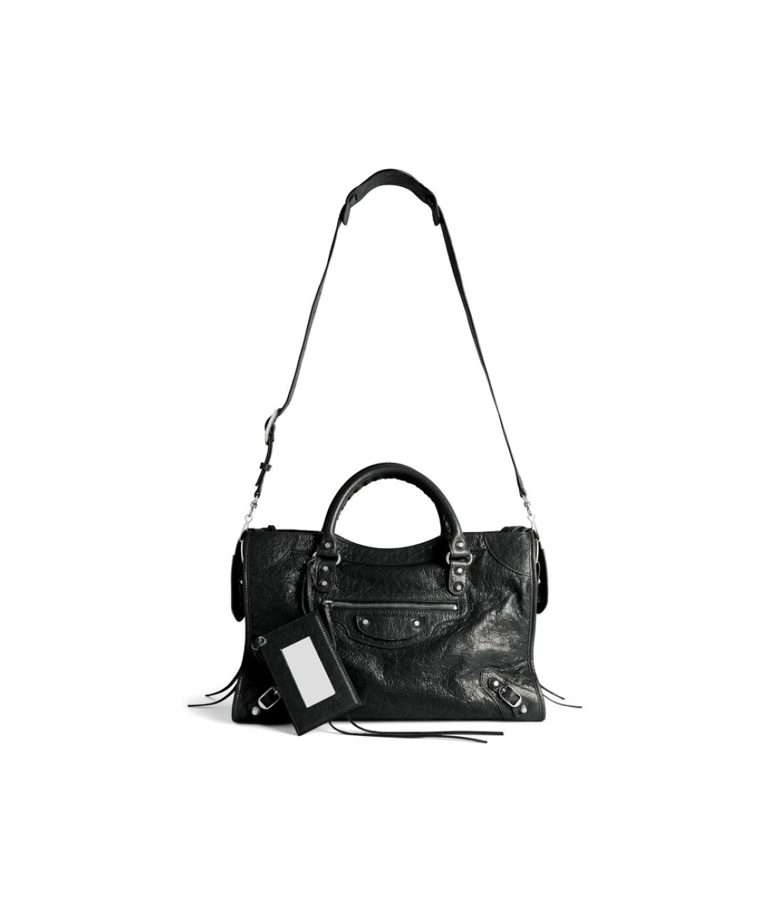 BALENCIAGA Черная кожаная сумка тоут, фото 2