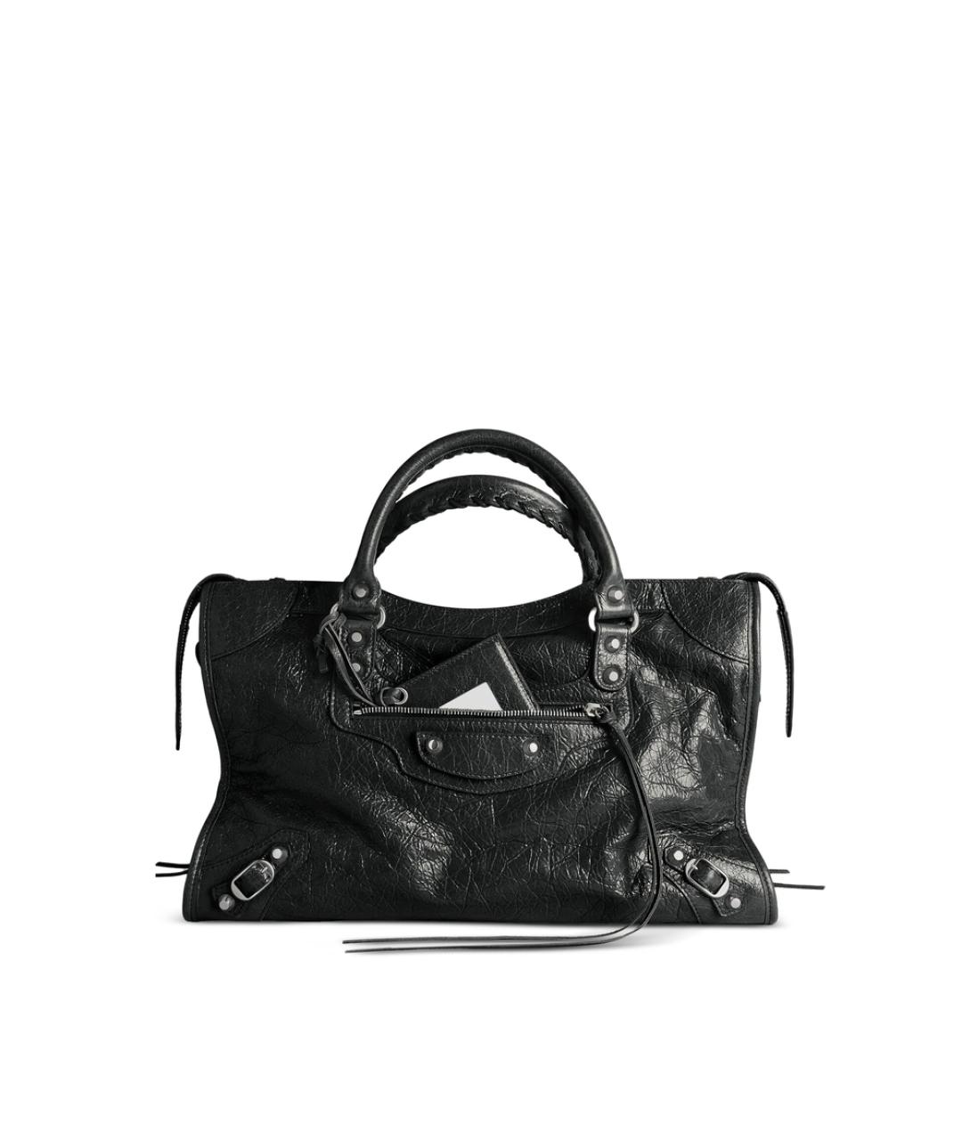 BALENCIAGA Черная кожаная сумка тоут, фото 1