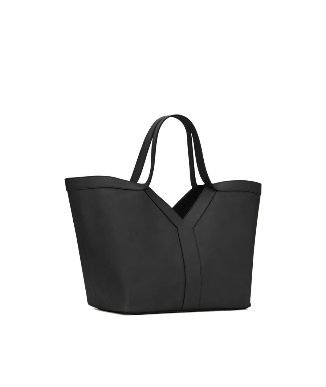 SAINT LAURENT Черная кожаная сумка тоут, фото 5