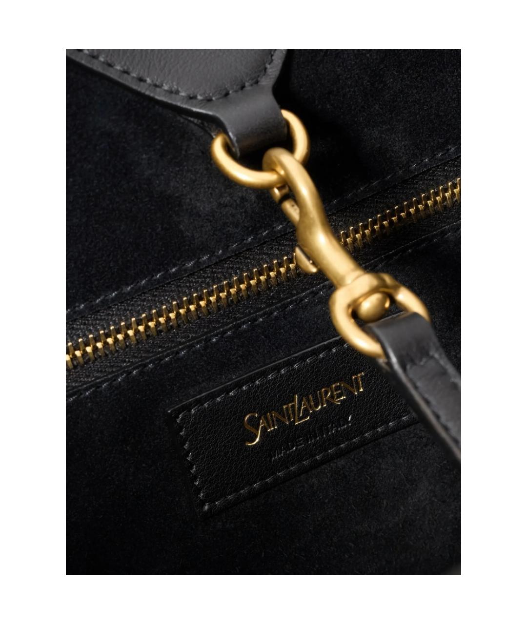 SAINT LAURENT Черная кожаная сумка тоут, фото 3