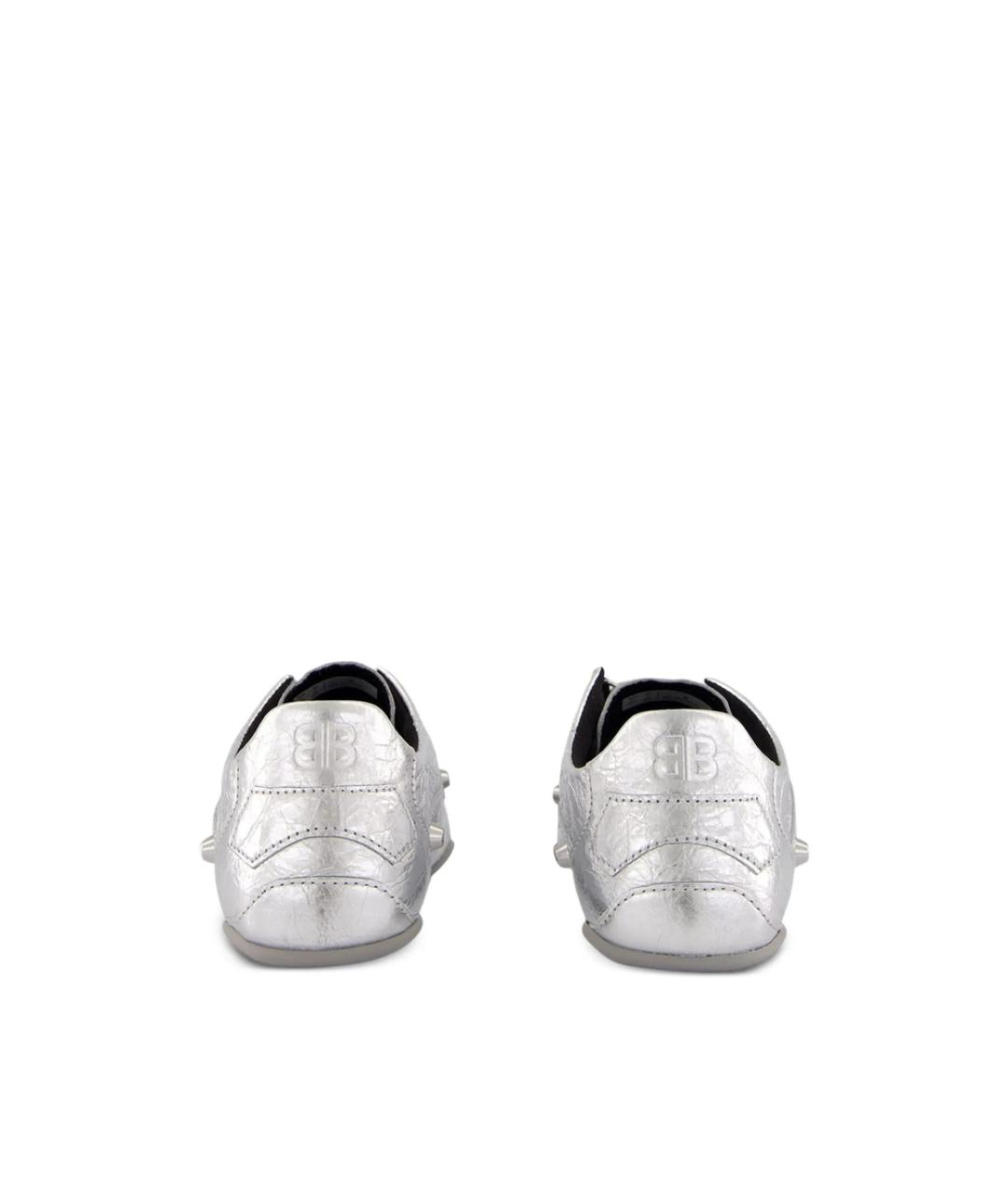 BALENCIAGA Серебряные кожаные кеды, фото 4
