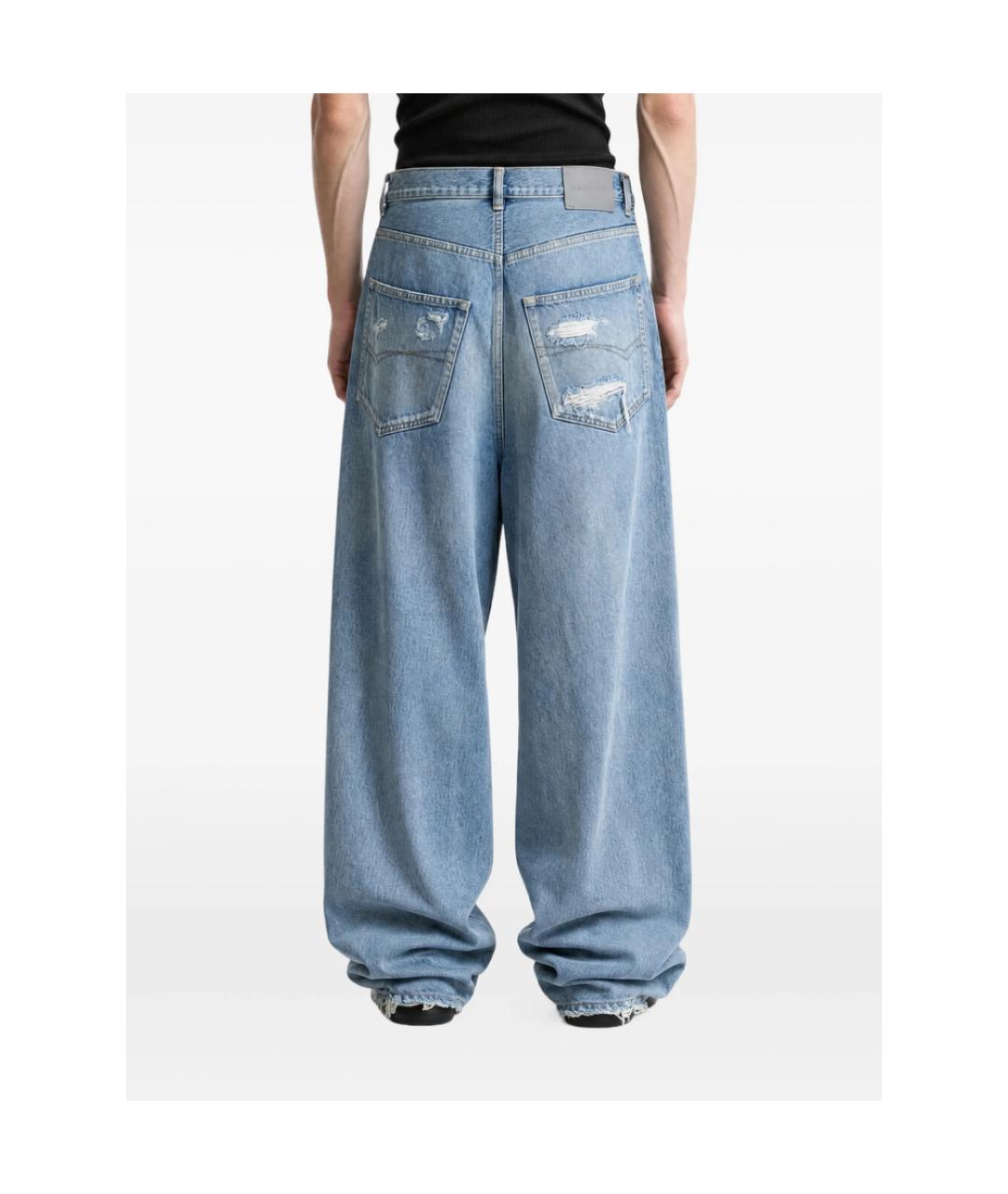 BALENCIAGA Голубые хлопковые прямые джинсы, фото 2