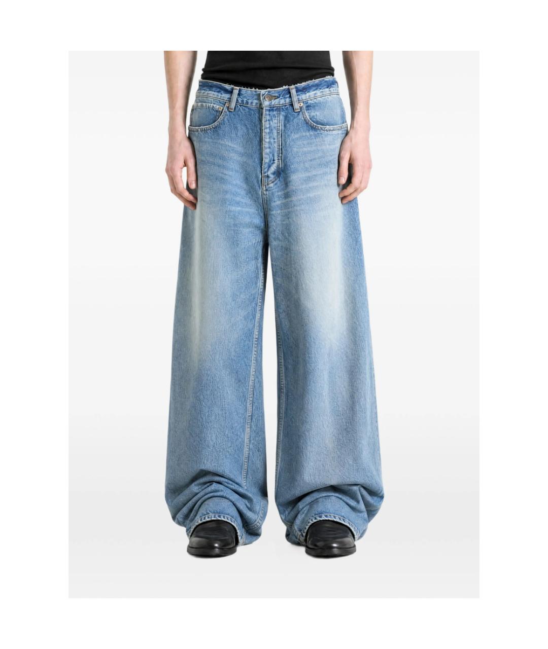 BALENCIAGA Голубые хлопковые прямые джинсы, фото 3