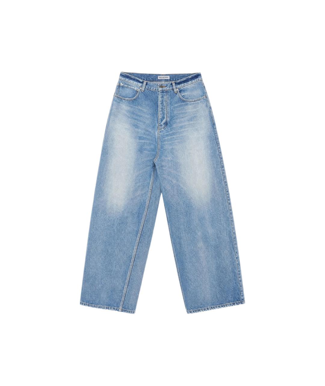 BALENCIAGA Голубые хлопковые прямые джинсы, фото 1