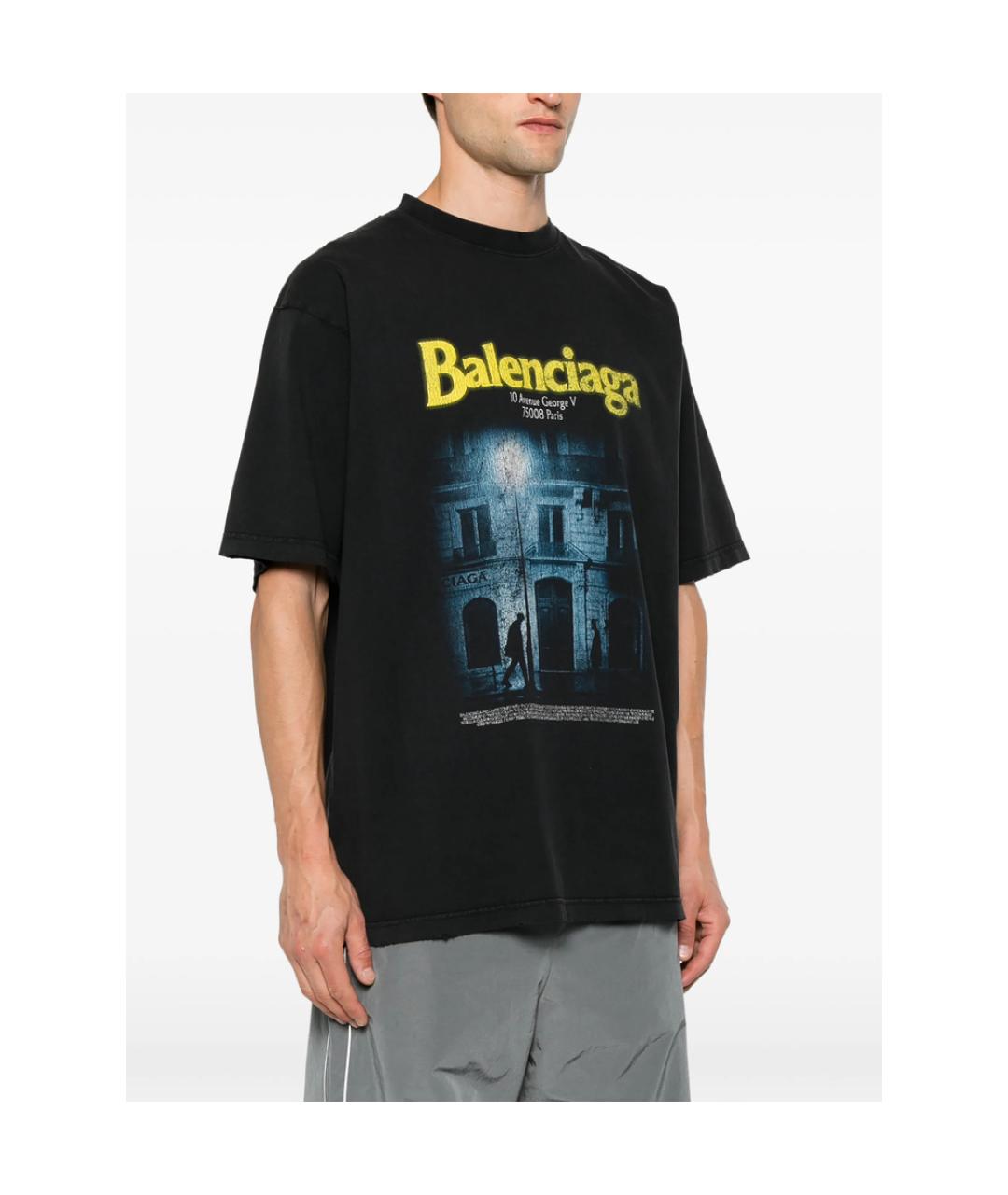 BALENCIAGA Черная хлопковая футболка, фото 4
