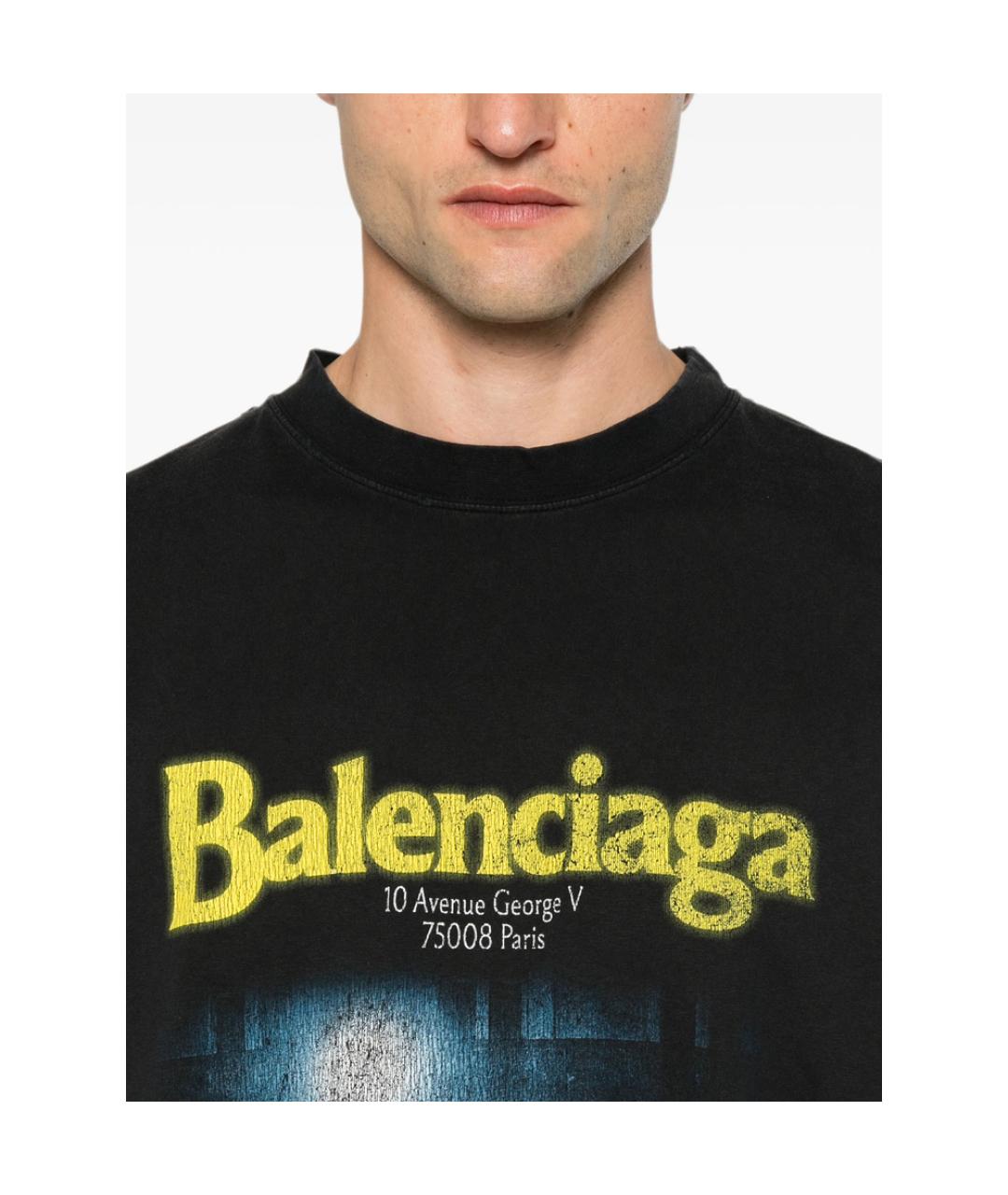 BALENCIAGA Черная хлопковая футболка, фото 2