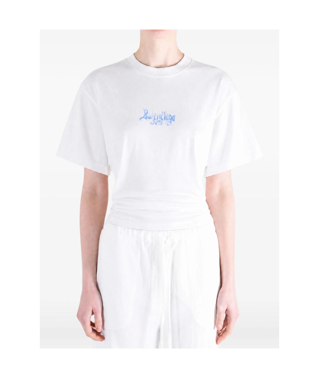 BALENCIAGA Белая хлопковая футболка, фото 4