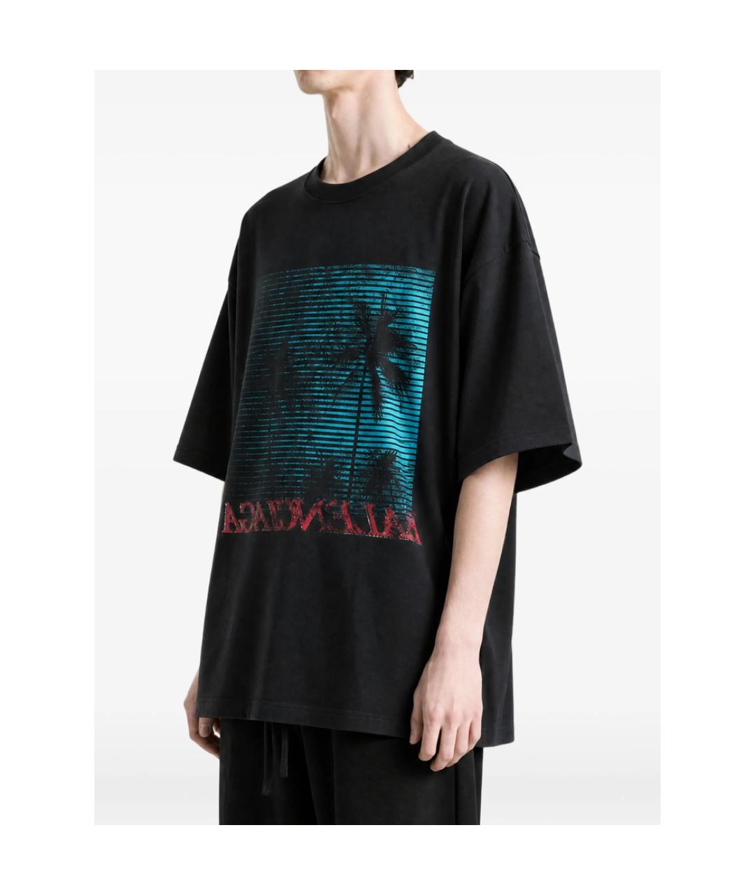 BALENCIAGA Черная хлопковая футболка, фото 2