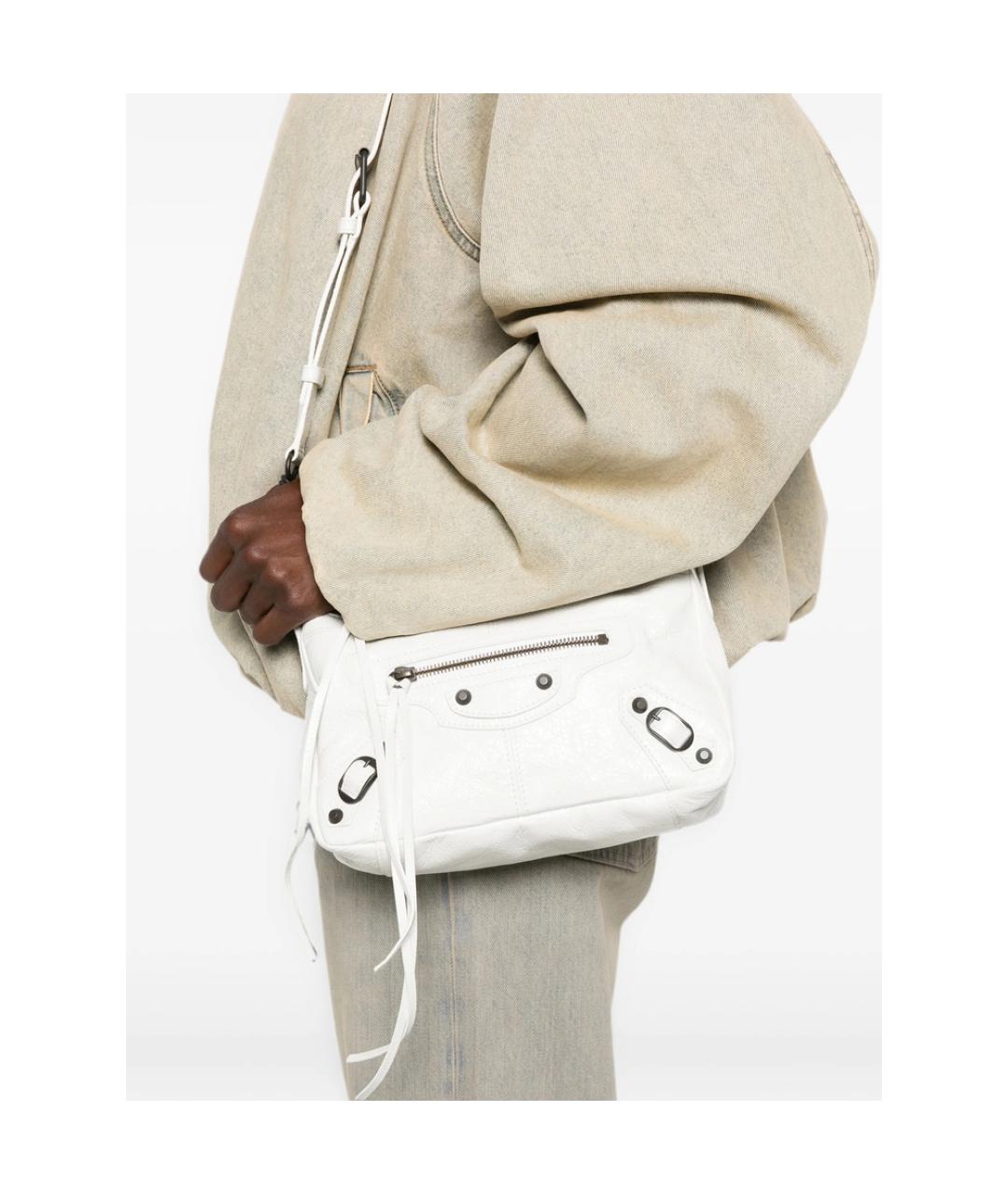 BALENCIAGA Белая кожаная сумка через плечо, фото 2