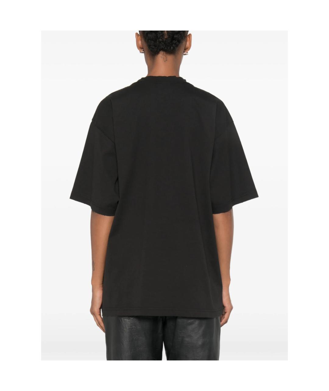 BALENCIAGA Черная хлопковая футболка, фото 4