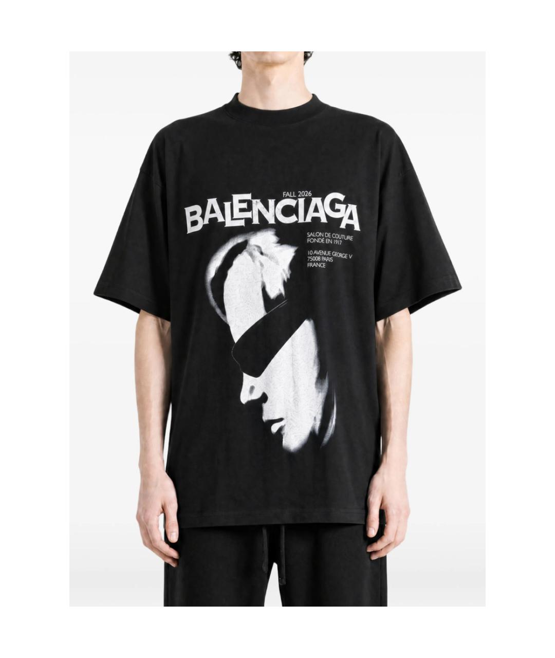 BALENCIAGA Черная хлопковая футболка, фото 3
