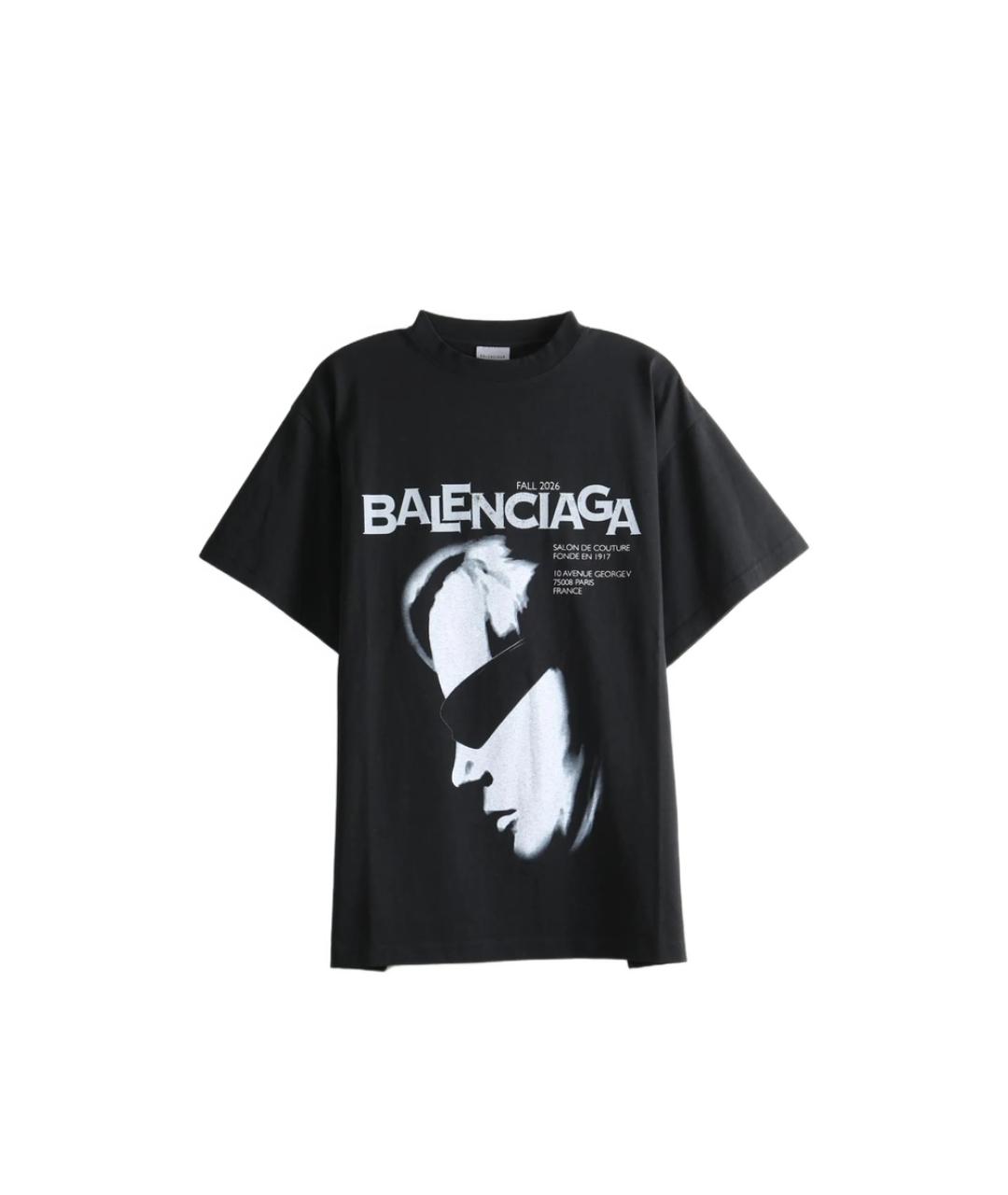 BALENCIAGA Черная хлопковая футболка, фото 1