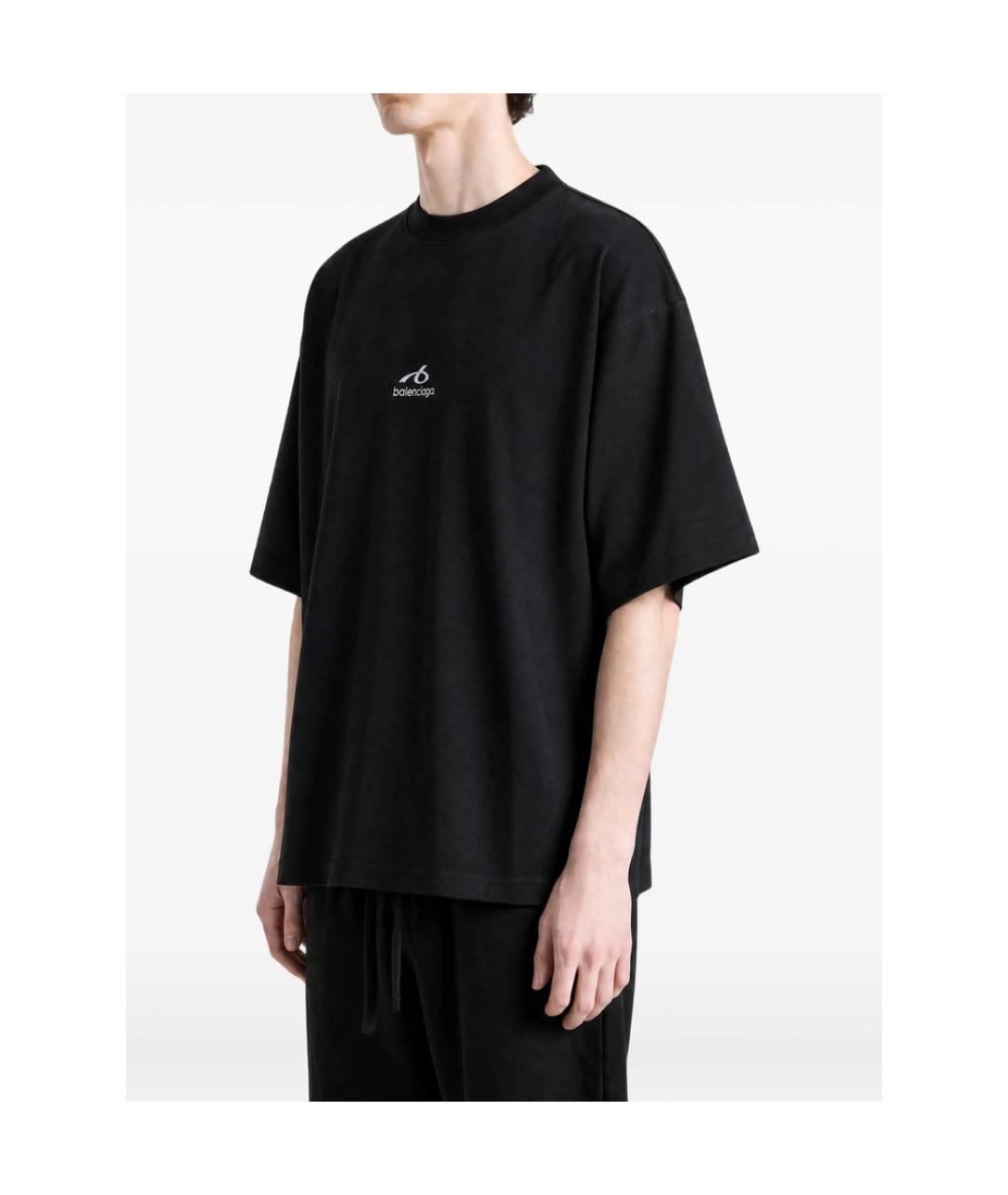 BALENCIAGA Черная хлопковая футболка, фото 4