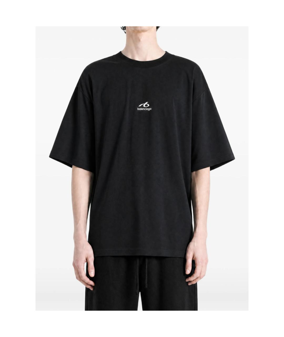 BALENCIAGA Черная хлопковая футболка, фото 3