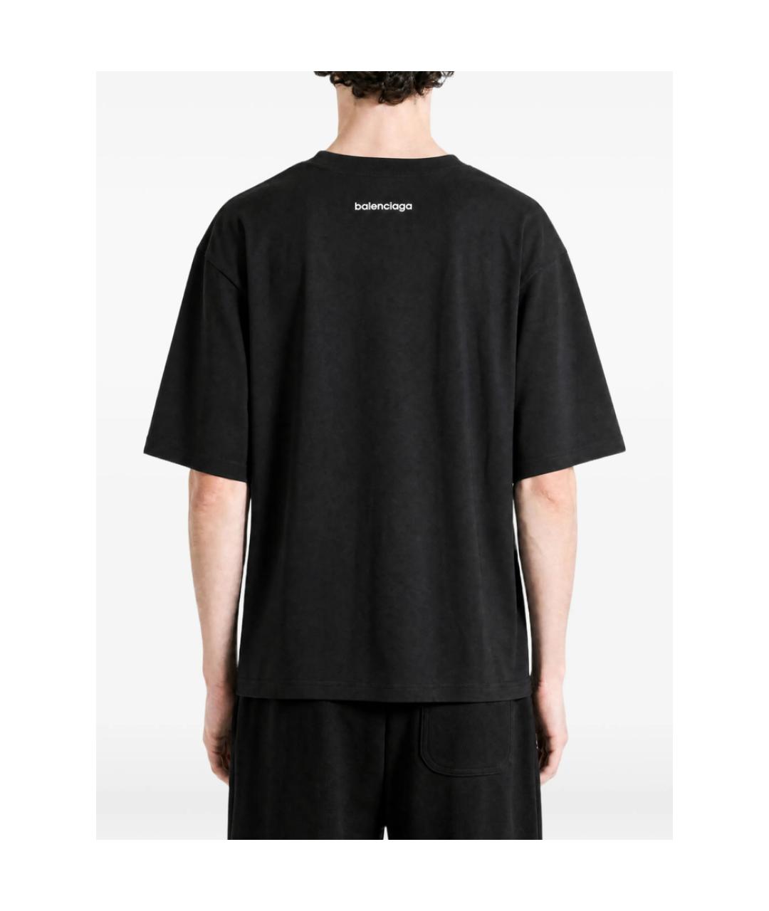 BALENCIAGA Черная хлопковая футболка, фото 2