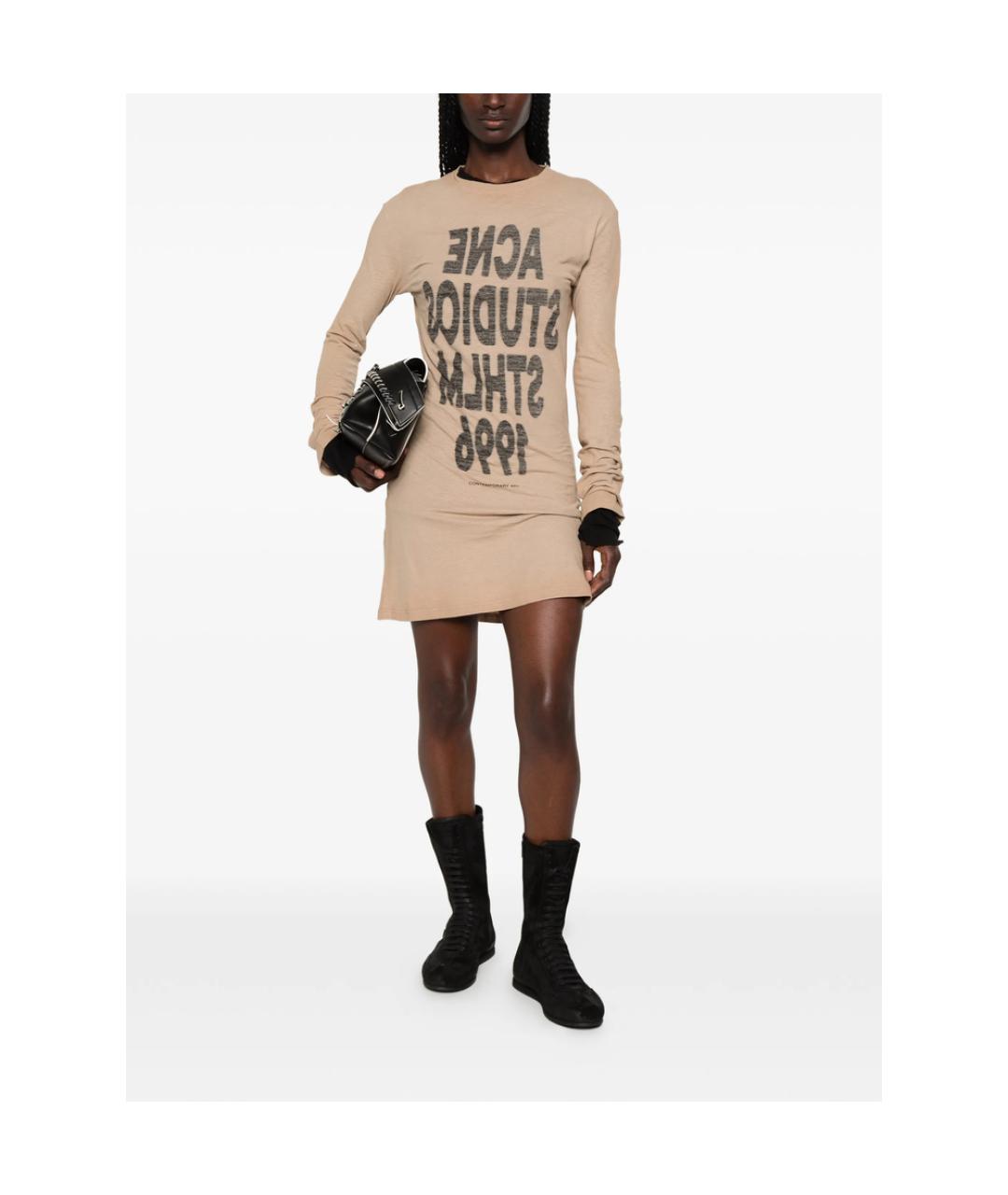 ACNE STUDIOS Бежевое хлопковое повседневное платье, фото 4