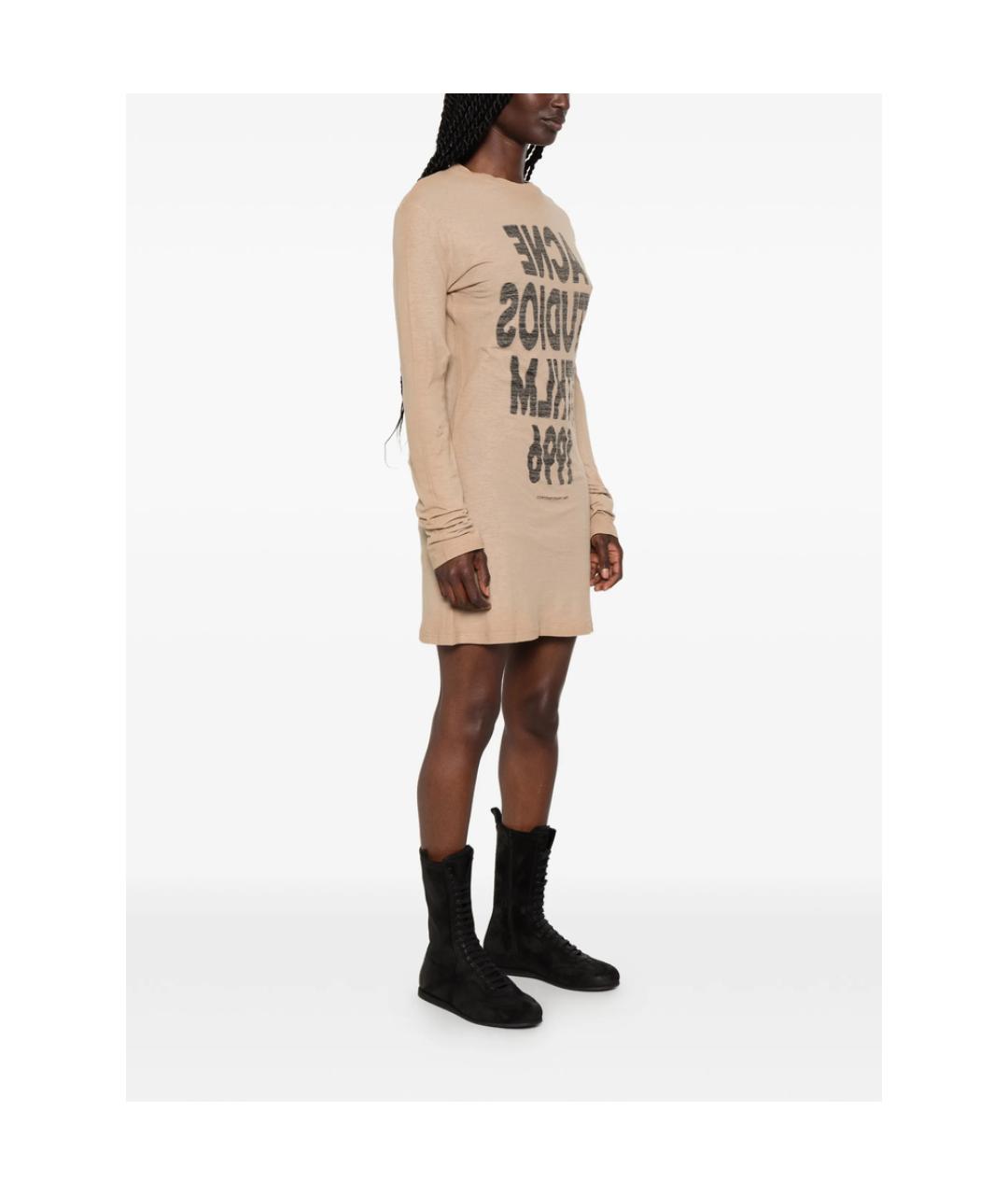 ACNE STUDIOS Бежевое хлопковое повседневное платье, фото 2