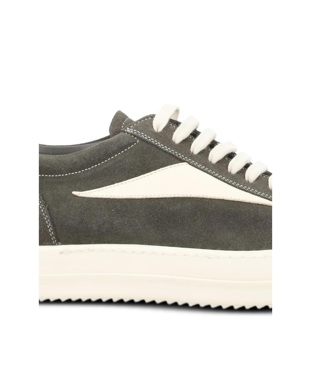 RICK OWENS Серые кожаные низкие кроссовки / кеды, фото 2