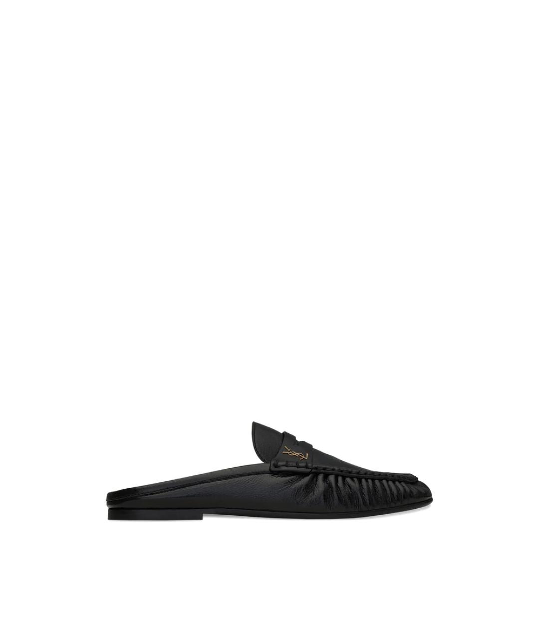 SAINT LAURENT Черные кожаные лоферы, фото 1