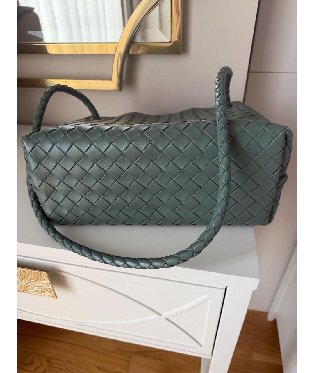 BOTTEGA VENETA Зеленая кожаная сумка с короткими ручками, фото 4