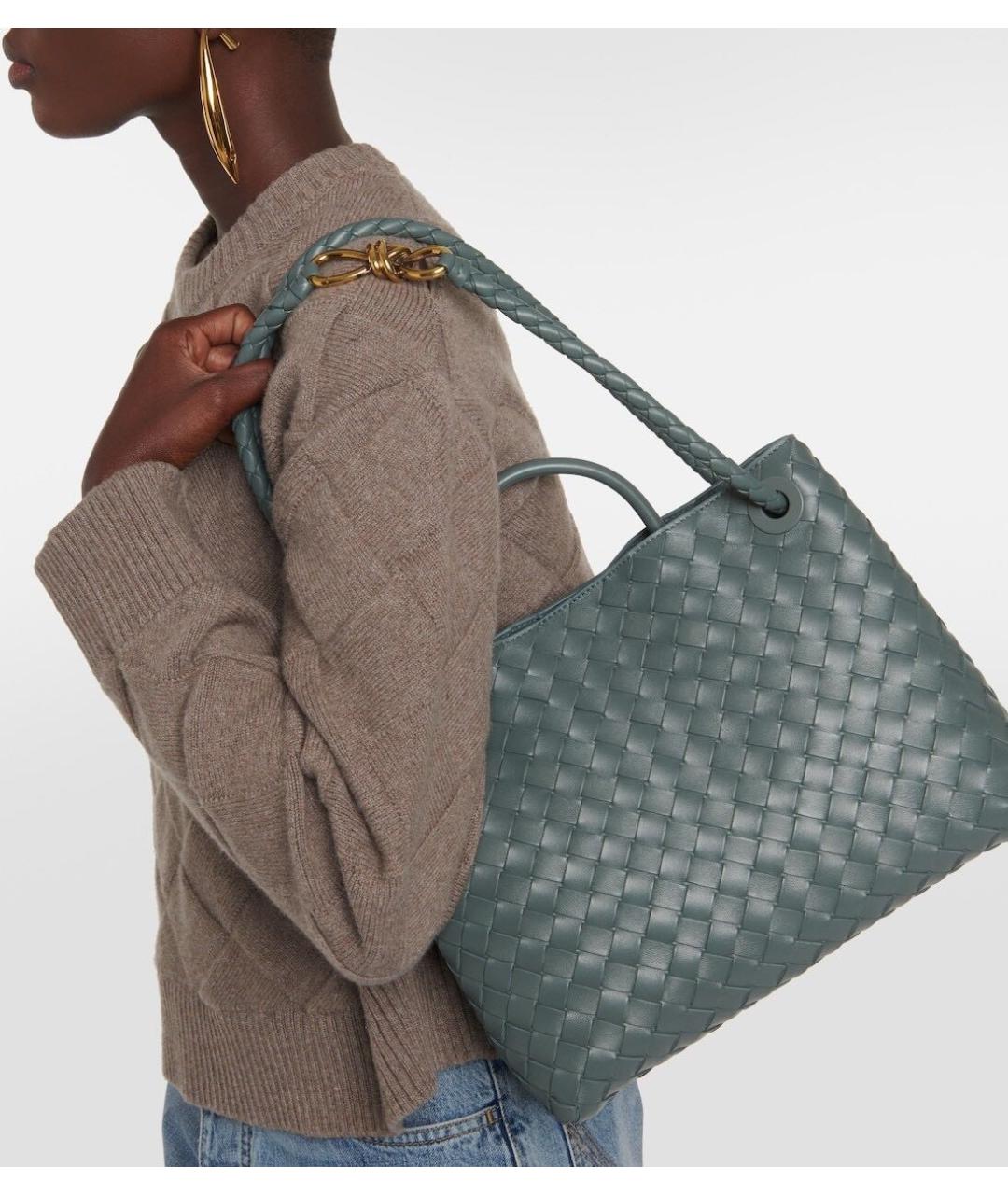 BOTTEGA VENETA Зеленая кожаная сумка с короткими ручками, фото 8