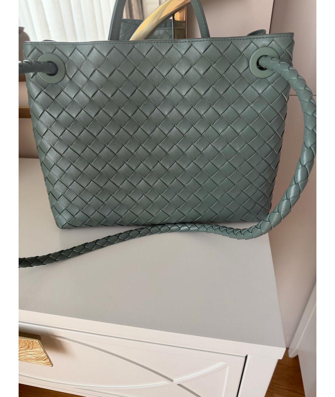 BOTTEGA VENETA Зеленая кожаная сумка с короткими ручками, фото 2