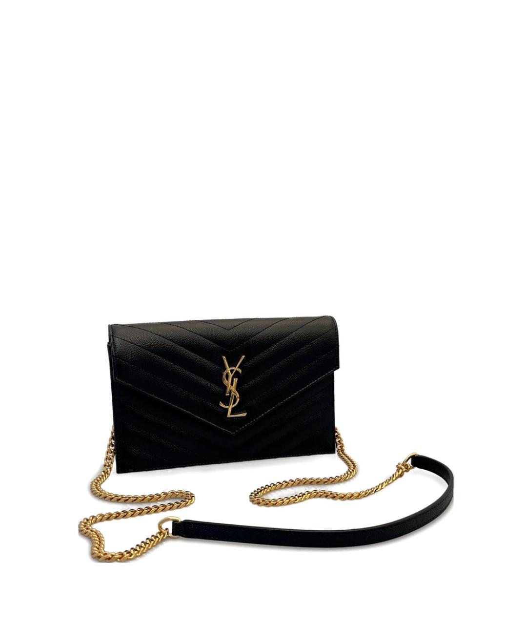 SAINT LAURENT Черная кожаная сумка через плечо, фото 3
