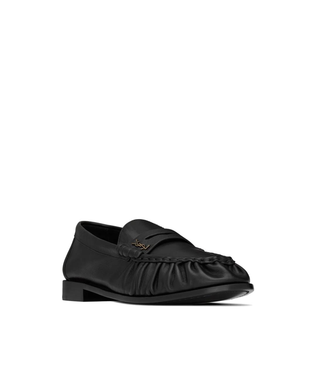 SAINT LAURENT Черные кожаные лоферы, фото 2