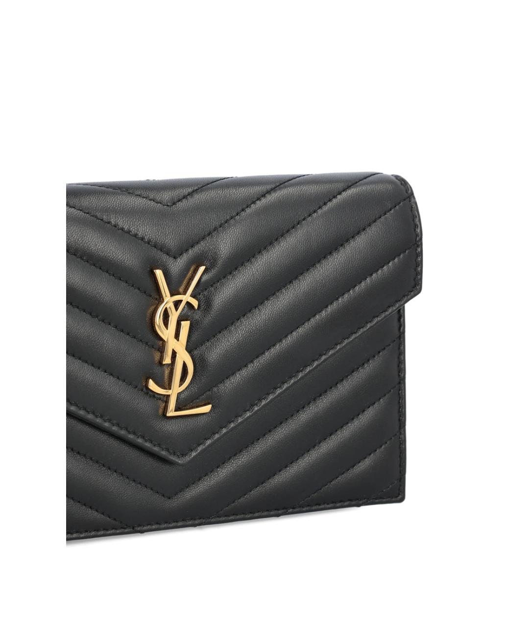 SAINT LAURENT Черная кожаная сумка через плечо, фото 2