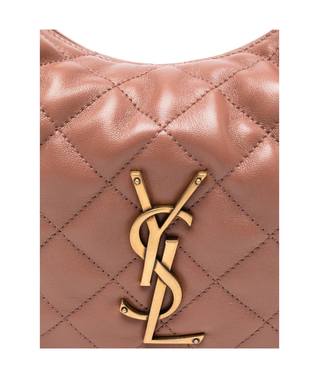 SAINT LAURENT Коричневая кожаная сумка через плечо, фото 2