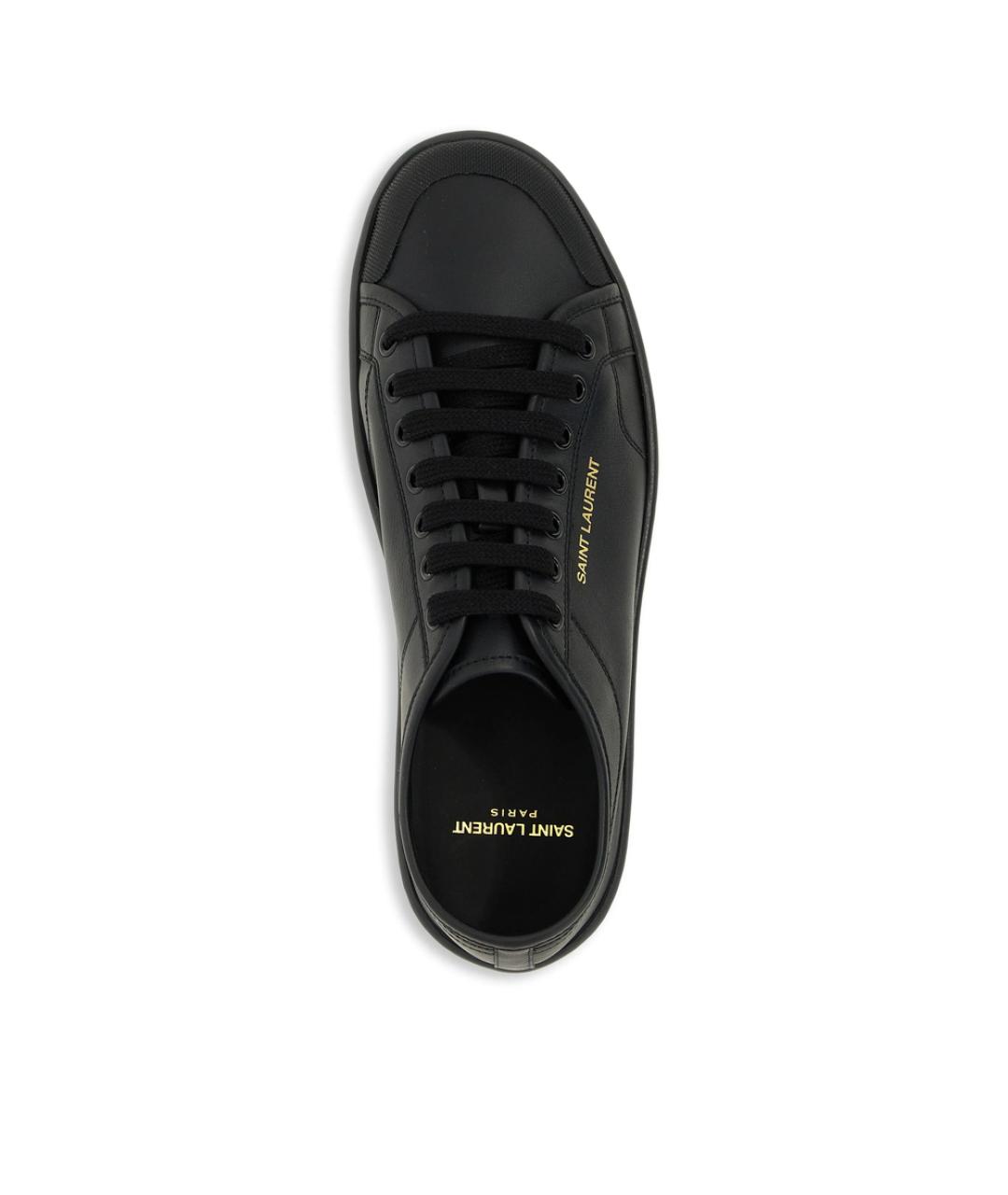 SAINT LAURENT Черные кожаные низкие кроссовки / кеды, фото 4