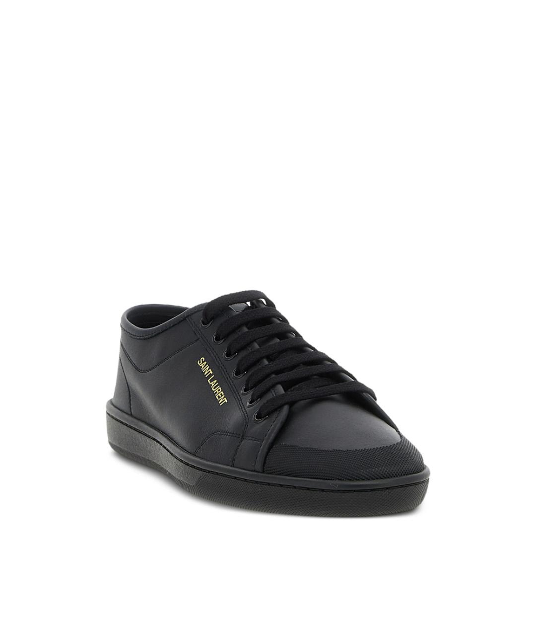 SAINT LAURENT Черные кожаные низкие кроссовки / кеды, фото 2