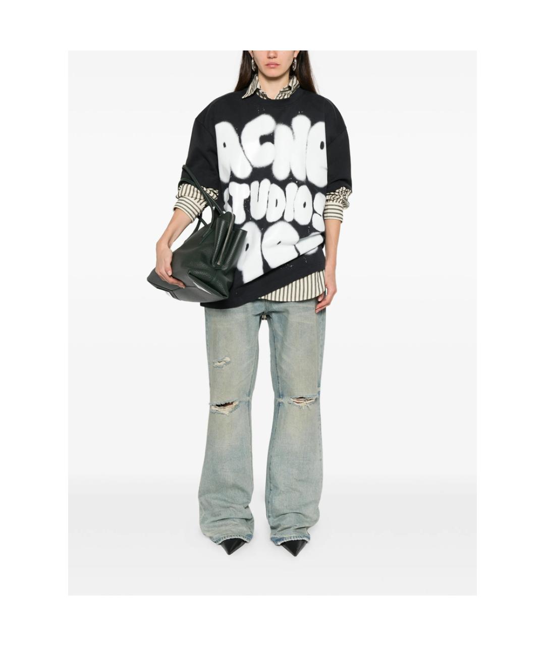 ACNE STUDIOS Черная хлопковая футболка, фото 5