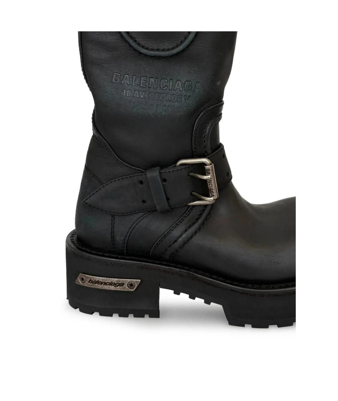 BALENCIAGA Черные кожаные сапоги, фото 2