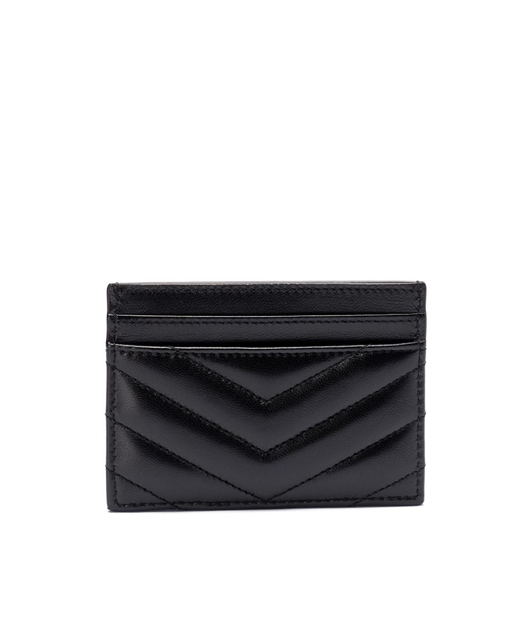 SAINT LAURENT Черный кожаный кардхолдер, фото 2