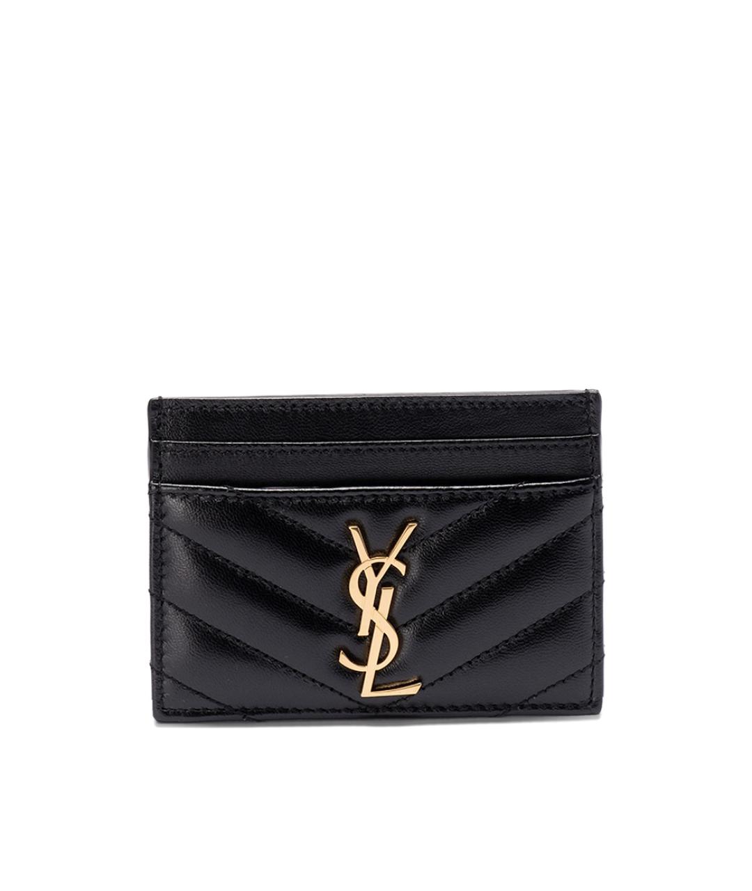 SAINT LAURENT Черный кожаный кардхолдер, фото 1
