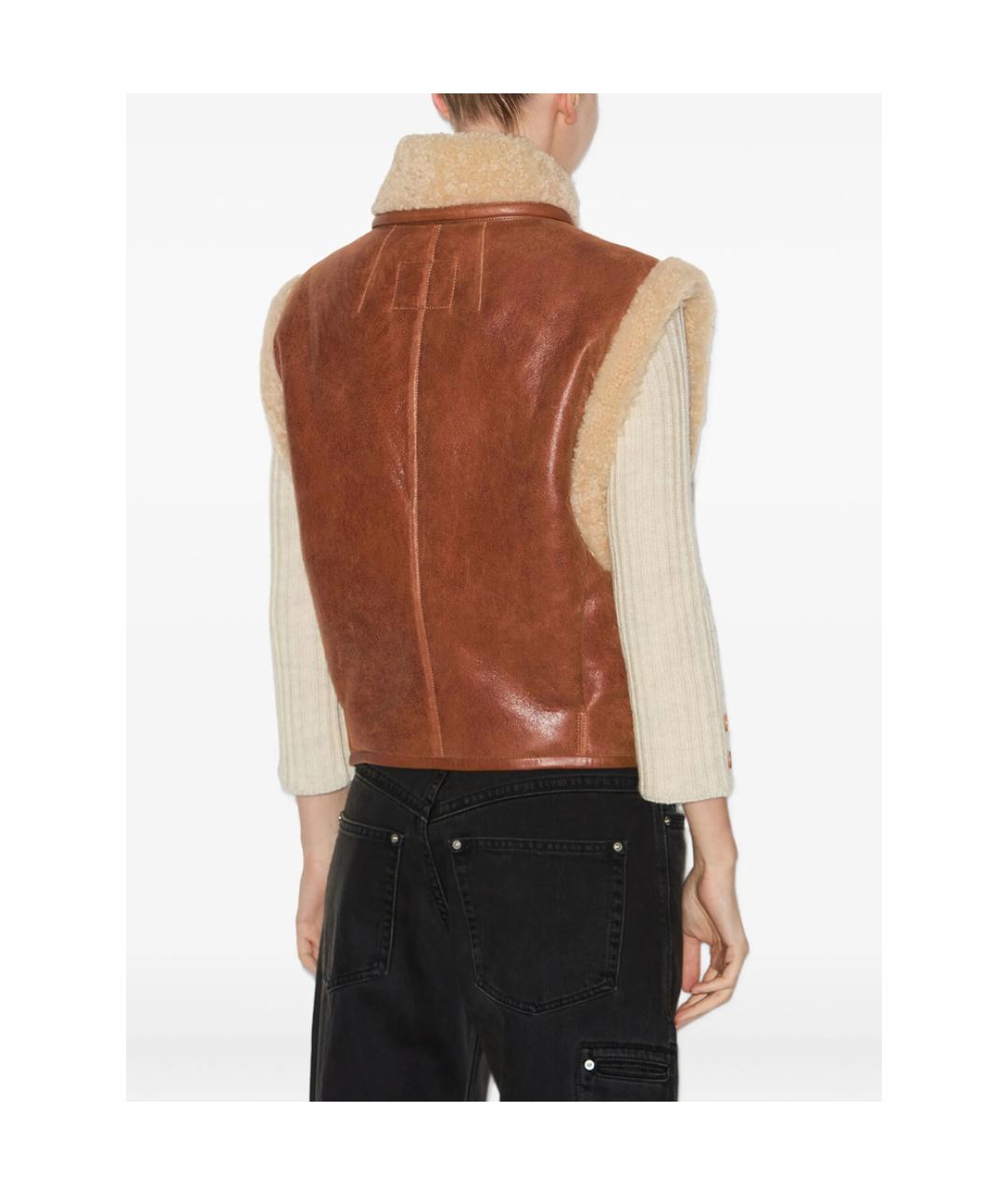 ISABEL MARANT Коричневый кожаный жилет, фото 3