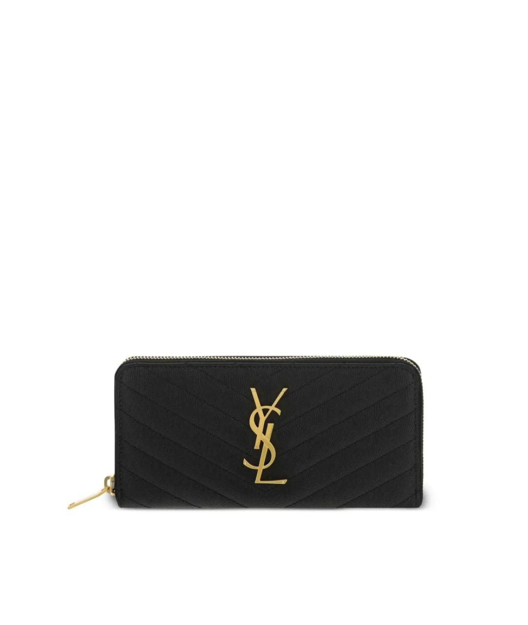 SAINT LAURENT Черный кожаный кошелек, фото 1