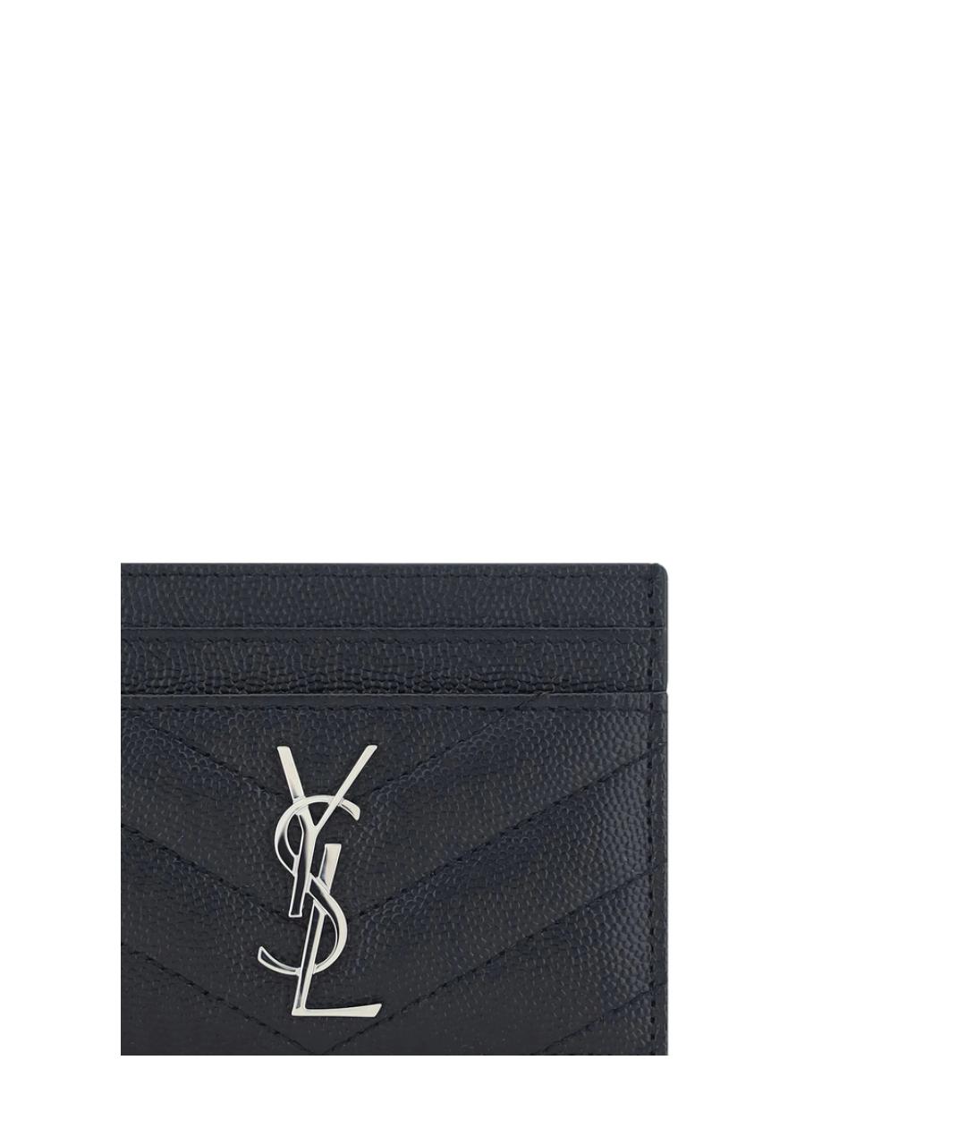 SAINT LAURENT Черный кожаный кардхолдер, фото 2