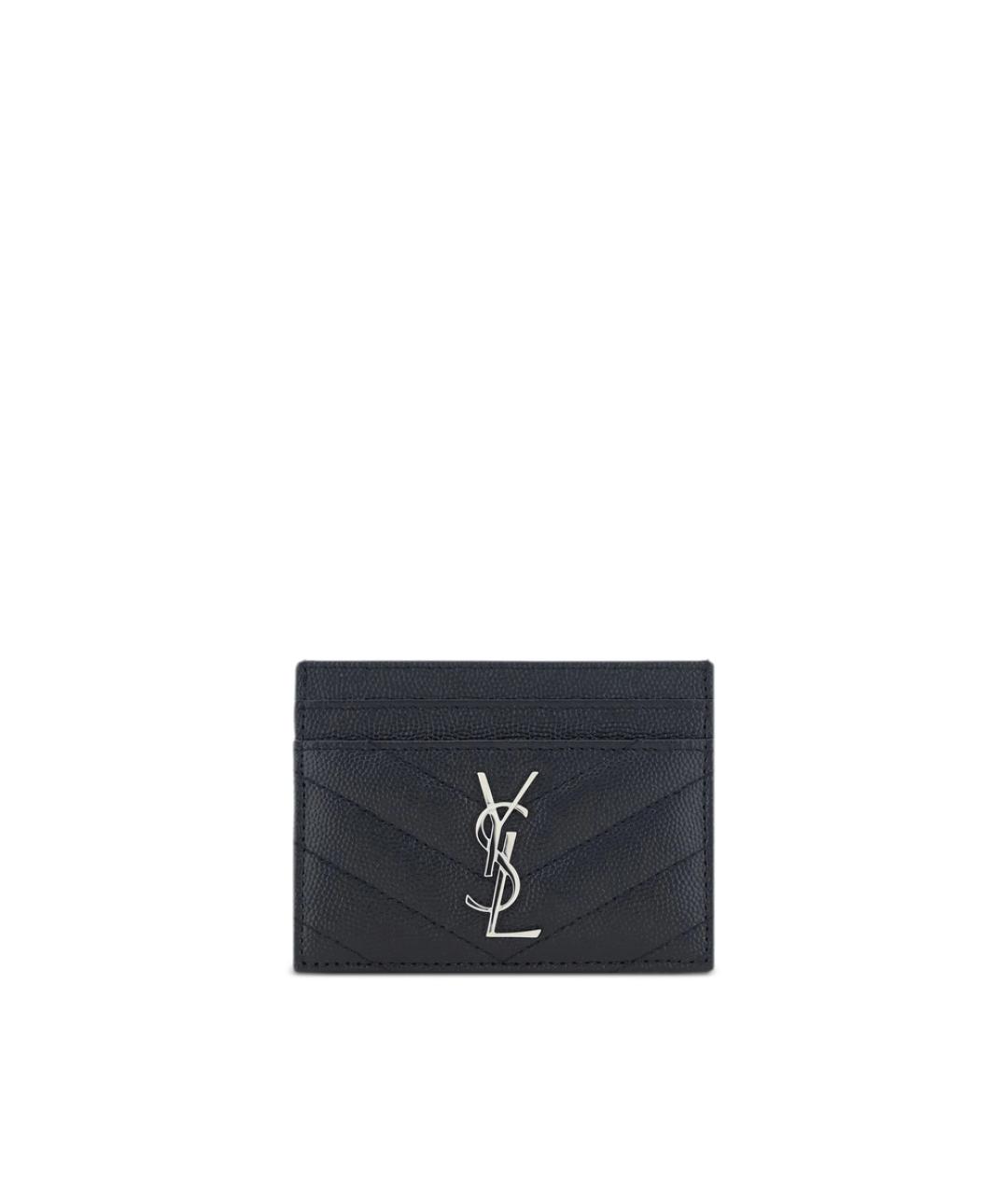 SAINT LAURENT Черный кожаный кардхолдер, фото 1