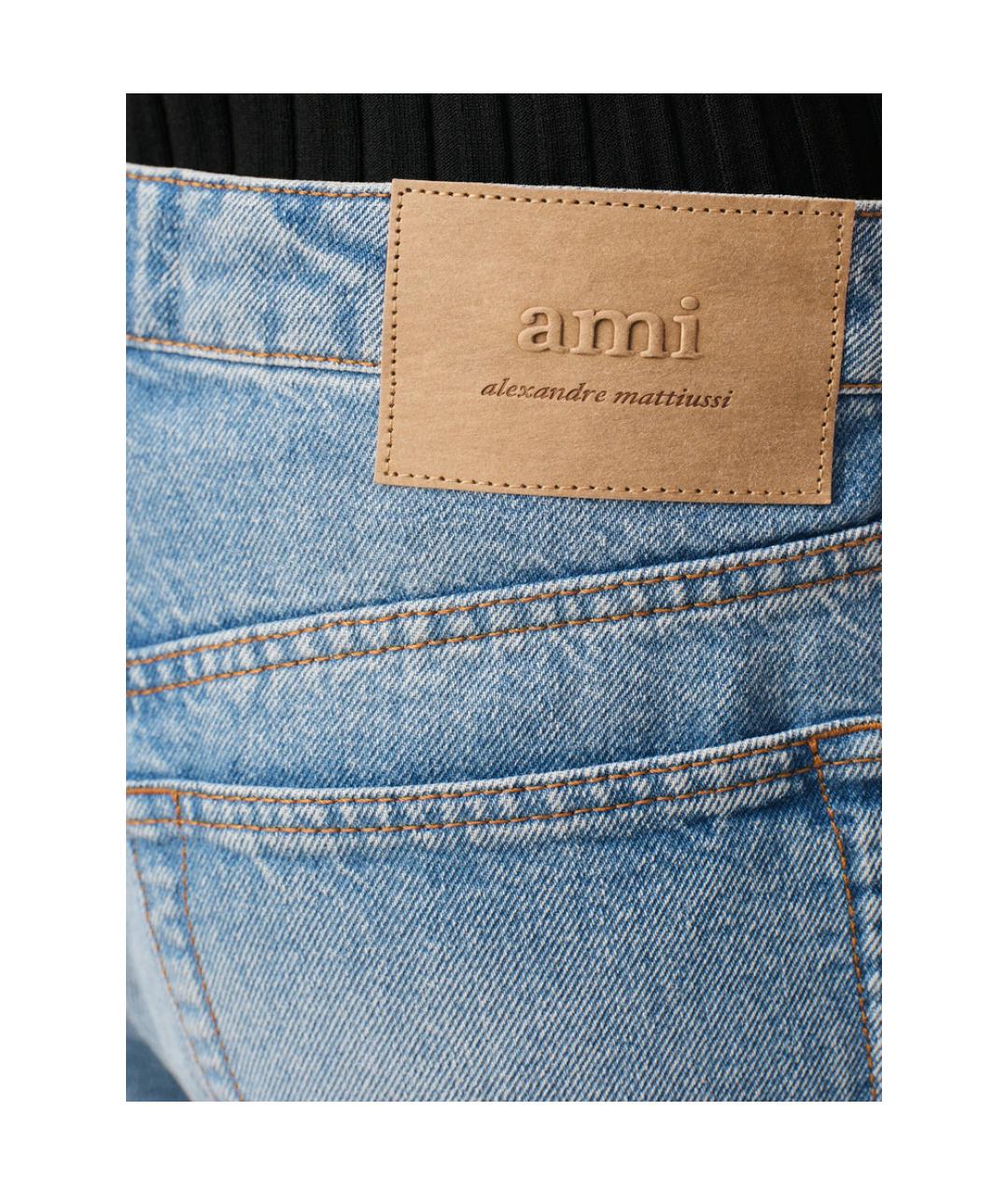 Ami Paris Синие хлопковые прямые джинсы, фото 4
