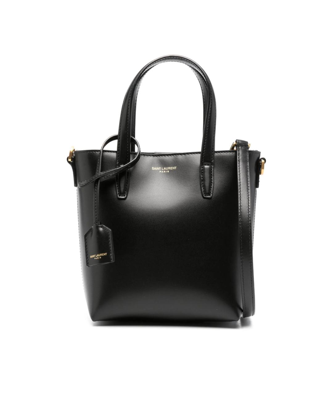 SAINT LAURENT Черная кожаная сумка тоут, фото 1