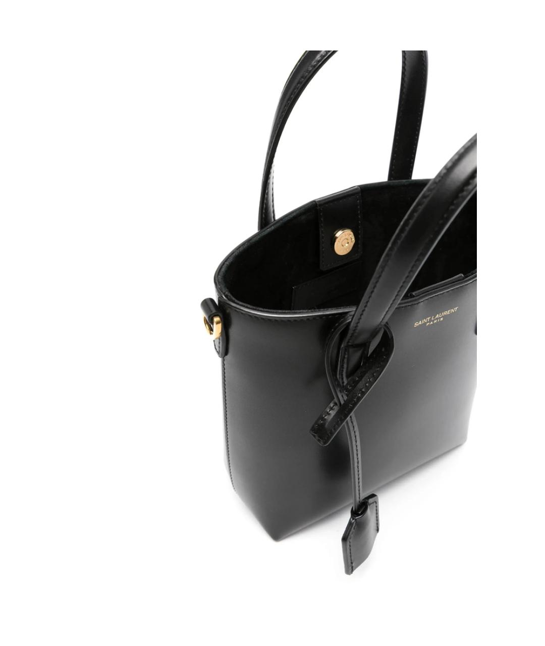 SAINT LAURENT Черная кожаная сумка тоут, фото 5
