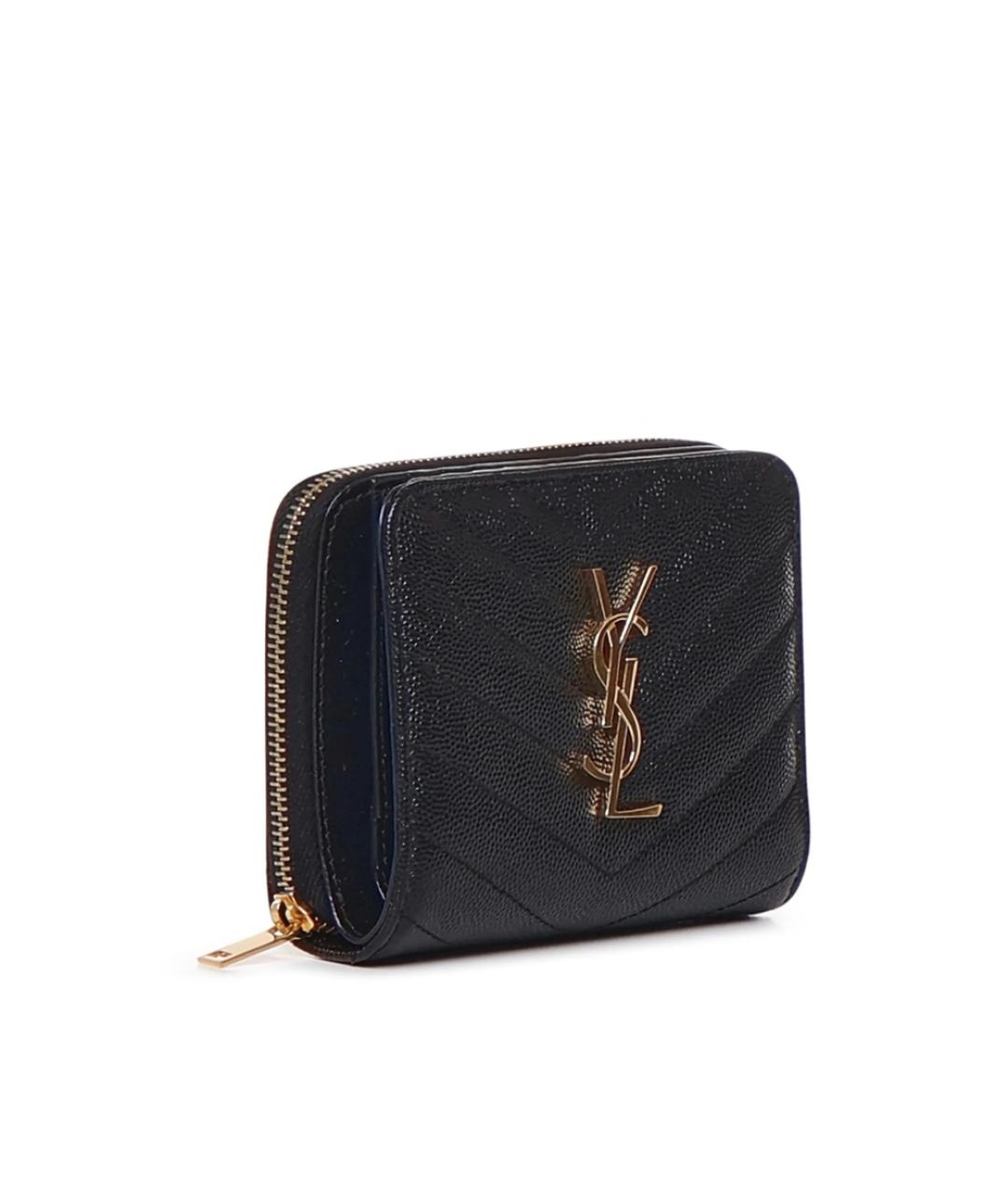 SAINT LAURENT Черный кожаный кошелек, фото 3