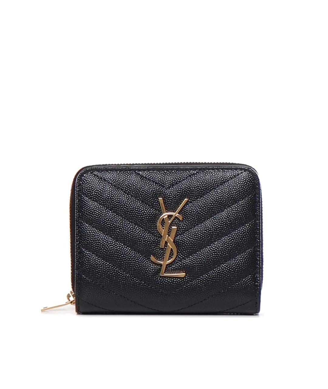 SAINT LAURENT Черный кожаный кошелек, фото 1