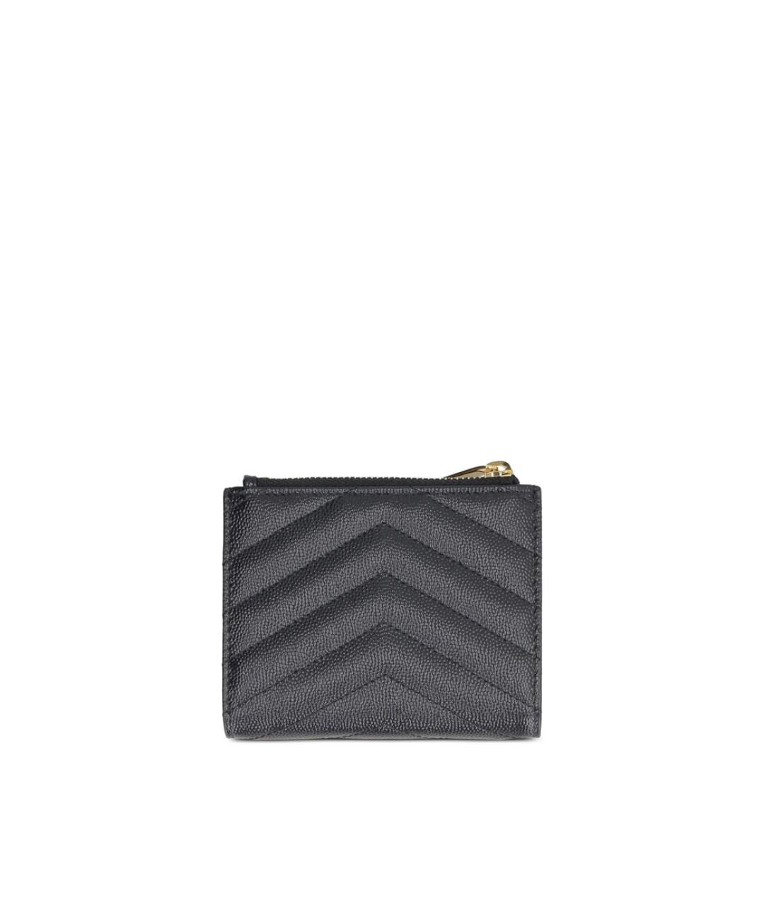 SAINT LAURENT Черный кожаный кошелек, фото 3